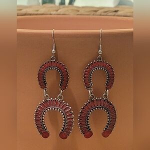 Western Red Squash Blossom Earrings New